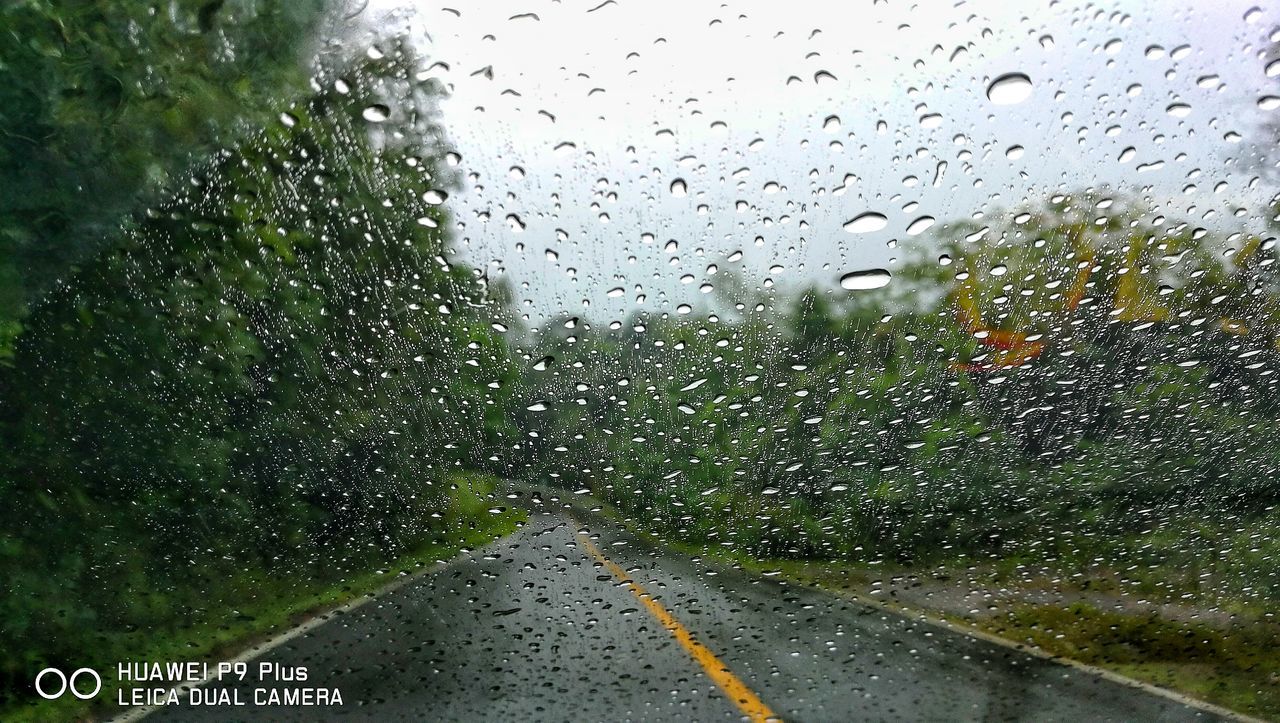 RAIN DROPS ON CAR WINDSHIELD