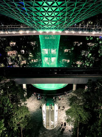 High angle view of illuminated plants in yard