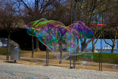 Multi colored bubbles in park