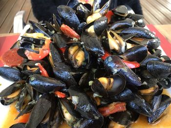 Close-up of seafood on table