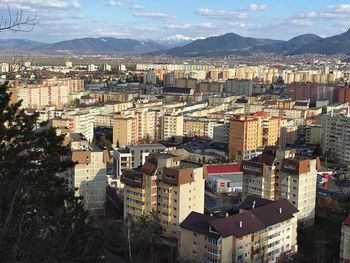 High angle view of townscape against sky