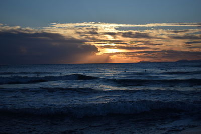 Scenic view of sunset over sea