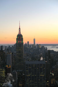 View of cityscape at sunset