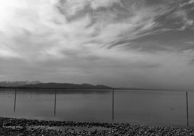 Scenic view of sea against cloudy sky