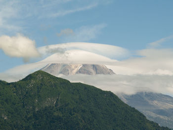 Scenic view of volcanic landscape against sky