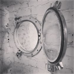 Directly above shot of old electric lamp on wall