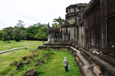 Rear view of man at angkor wat