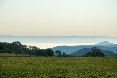 Scenic view of landscape against sky during sunset