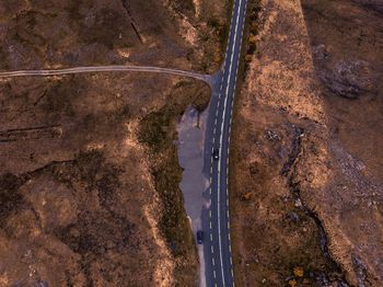 High angle view of highway on field