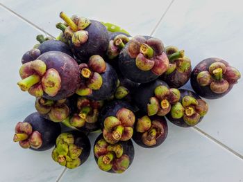Close-up of grapes on table