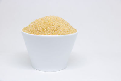 Close-up of breakfast against white background