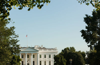 Low angle view of building against clear sky