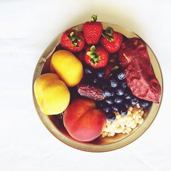 High angle view of fruits in bowl
