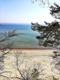 Scenic view of sea against clear sky