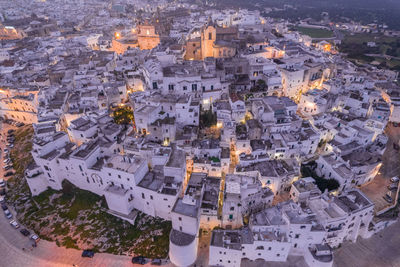 High angle view of buildings in city