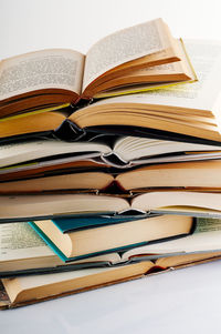 Close-up of books on table