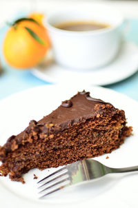 Close-up of cake slice in plate