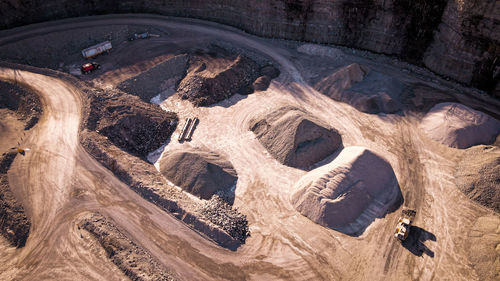 Deep rock quarry in urban wisconsin