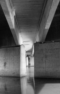 High angle view of bridge over walkway in building