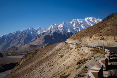 Scenic view of mountains against clear sky