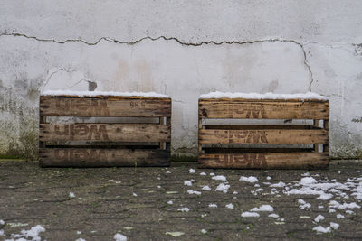 Close-up of wood against wall