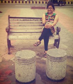 Full length of man with arms raised