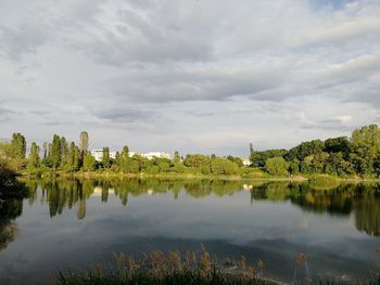 Scenic view of lake against sky