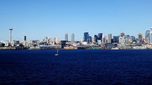 View of cityscape against clear sky