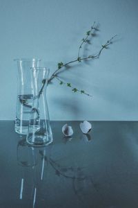 Close-up of glass vase on table