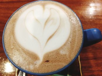 High angle view of coffee on table