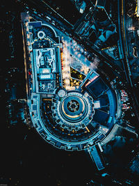 Directly below shot of illuminated building