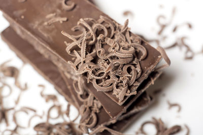 Close-up of chocolate on white background