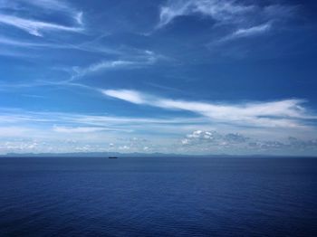 Scenic view of sea against blue sky