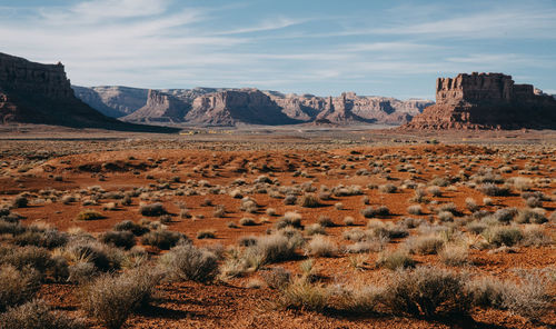 Scenic view of rocky mountains against sky