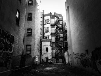 Abandoned buildings in city