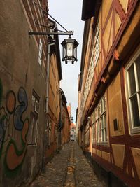 Narrow alley amidst buildings in city