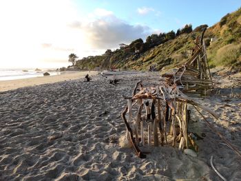 Scenic view of beach against sky