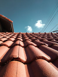 Low angle view of roof of building against sky