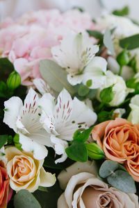High angle view of rose bouquet