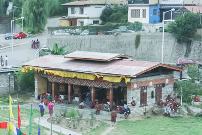 People in town square