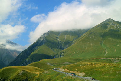 Amazing view of devil's valley in the caucasus mountain, gudauri, georgia