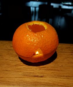Close-up of pumpkin on table