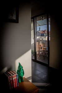 Glass window on table at home