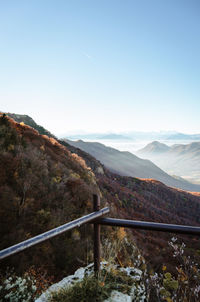 Scenic view of mountain road against clear sky