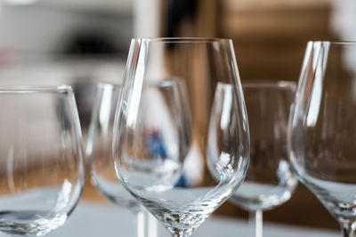 Close-up of glasses on table