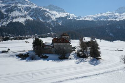 Scenic view of snowcapped mountains