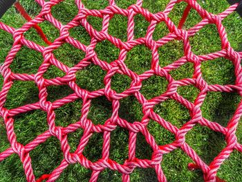 Full frame shot of rope on grassy field