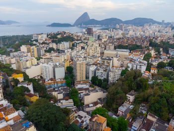 Aerial cityscape of rio de janeiro as seen from santa teresa neighborhood