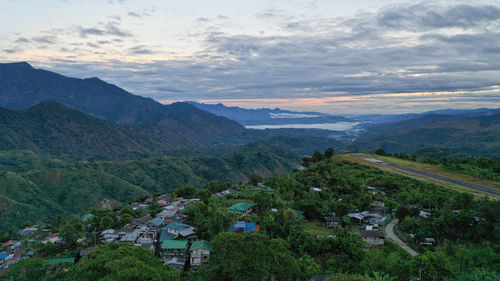 High angle view of townscape against sky