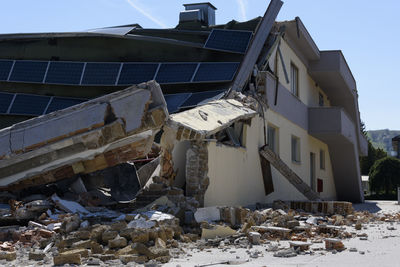 Building destroyed by a strong earthquake
